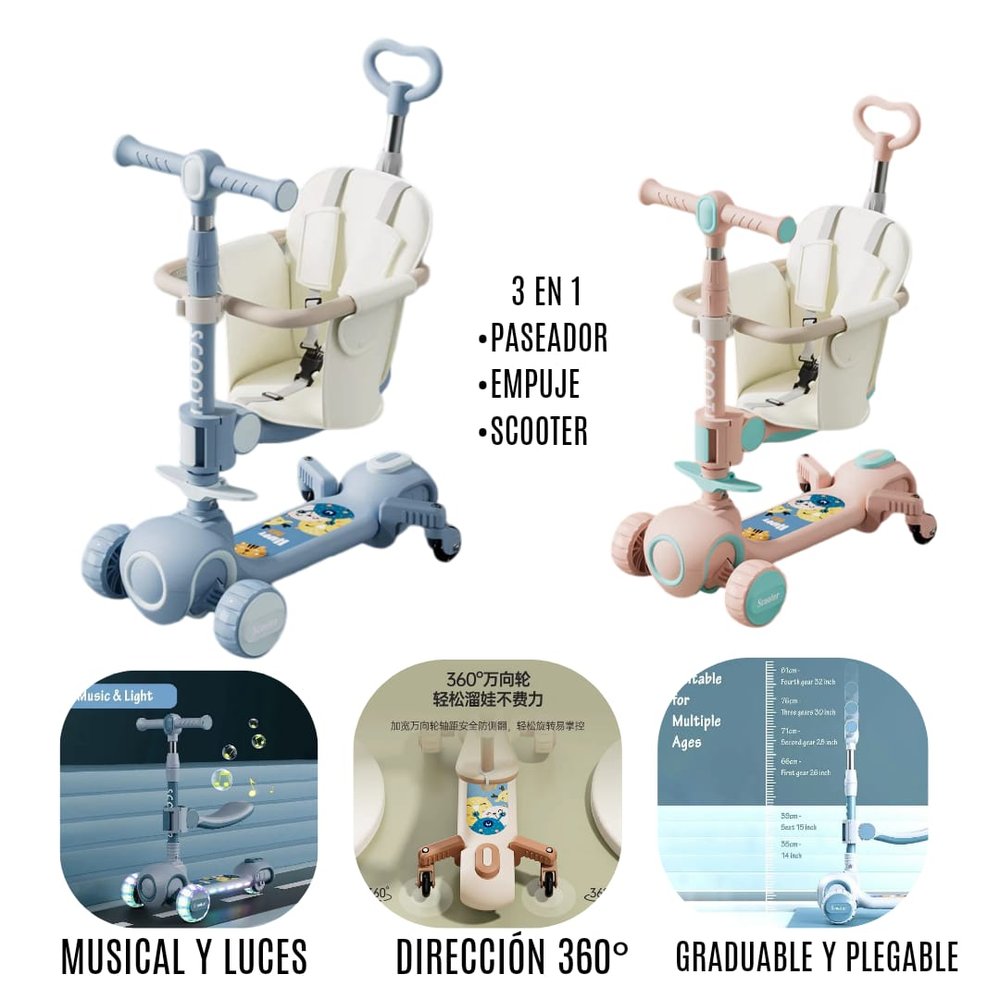 SCOOTER CON CINTURÓN DE SEGURIDAD 3 EN 1